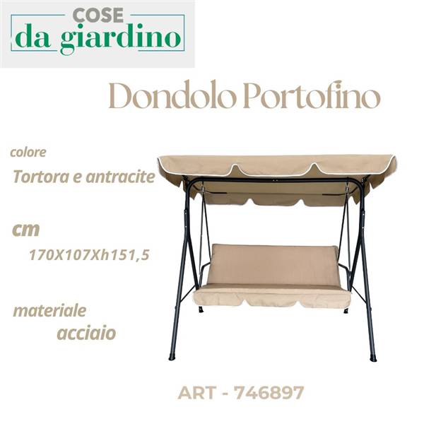 CS DONDOLO PORTOFINO 3 POSTI TORT E ANTR 170X107XH151.5