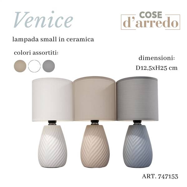 CS LAMPADA IN CERAMICA VENICE COL.ASS. D.12,5XH.25