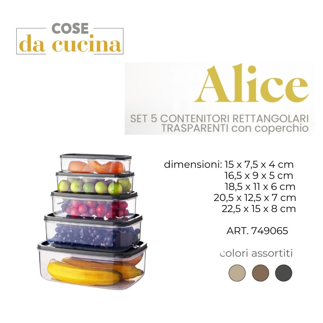 CS CONTENITORI 5PZ ALICE TRASP C/COP
