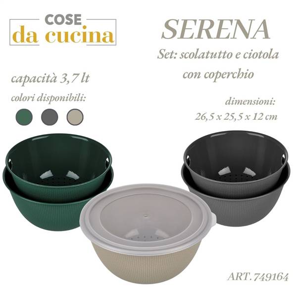 CS SCOLATUTTO CON CIOTOLA SERENA 3,7LT. COL.ASS. 26.5X25.5X12 CM