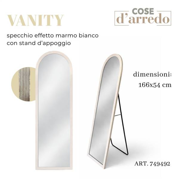 CS SPECCHIO EFFETTO MARMO BIANCO VANITY 166X54 C/STAND