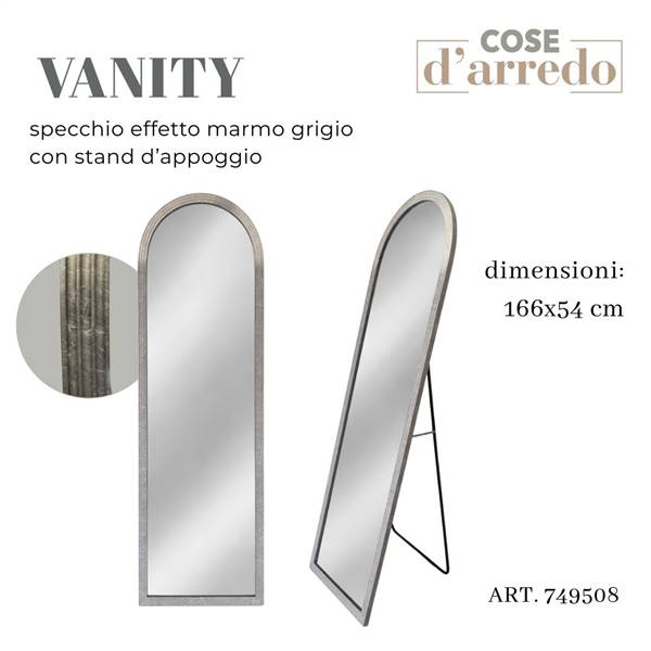 CS SPECCHIO EFFETTO MARMO GRIGIO VANITY 166X54 C/STAND