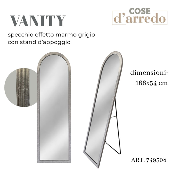 CS SPECCHIO EFFETTO MARMO GRIGIO VANITY 166X54 C/STAND