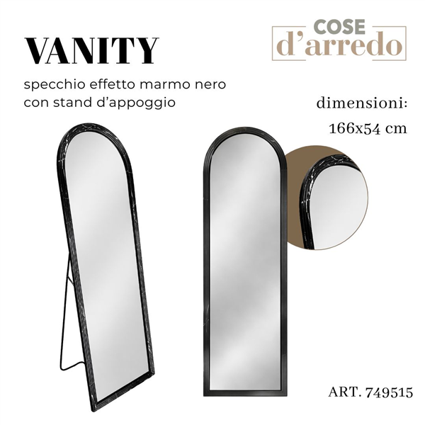 CS SPECCHIO EFFETTO MARMO NERO VANITY 166X54 C/STAND