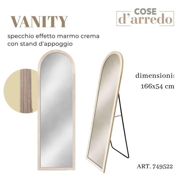 CS SPECCHIO EFFETTO MARMO CREMA VANITY 166X54 C/STAND