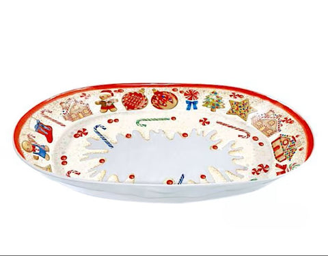 IBCT VASSOIO MELAMINA 30X20 MARZAPANE NATALE MODELLO OVALE FONDO