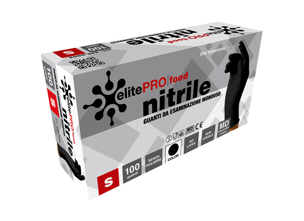 BIO GUANTI NITRILE NERO 100PZ TAGLIA S