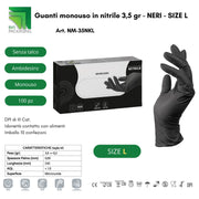 BIO GUANTI NITRILE NERO 100PZ TAGLIA L