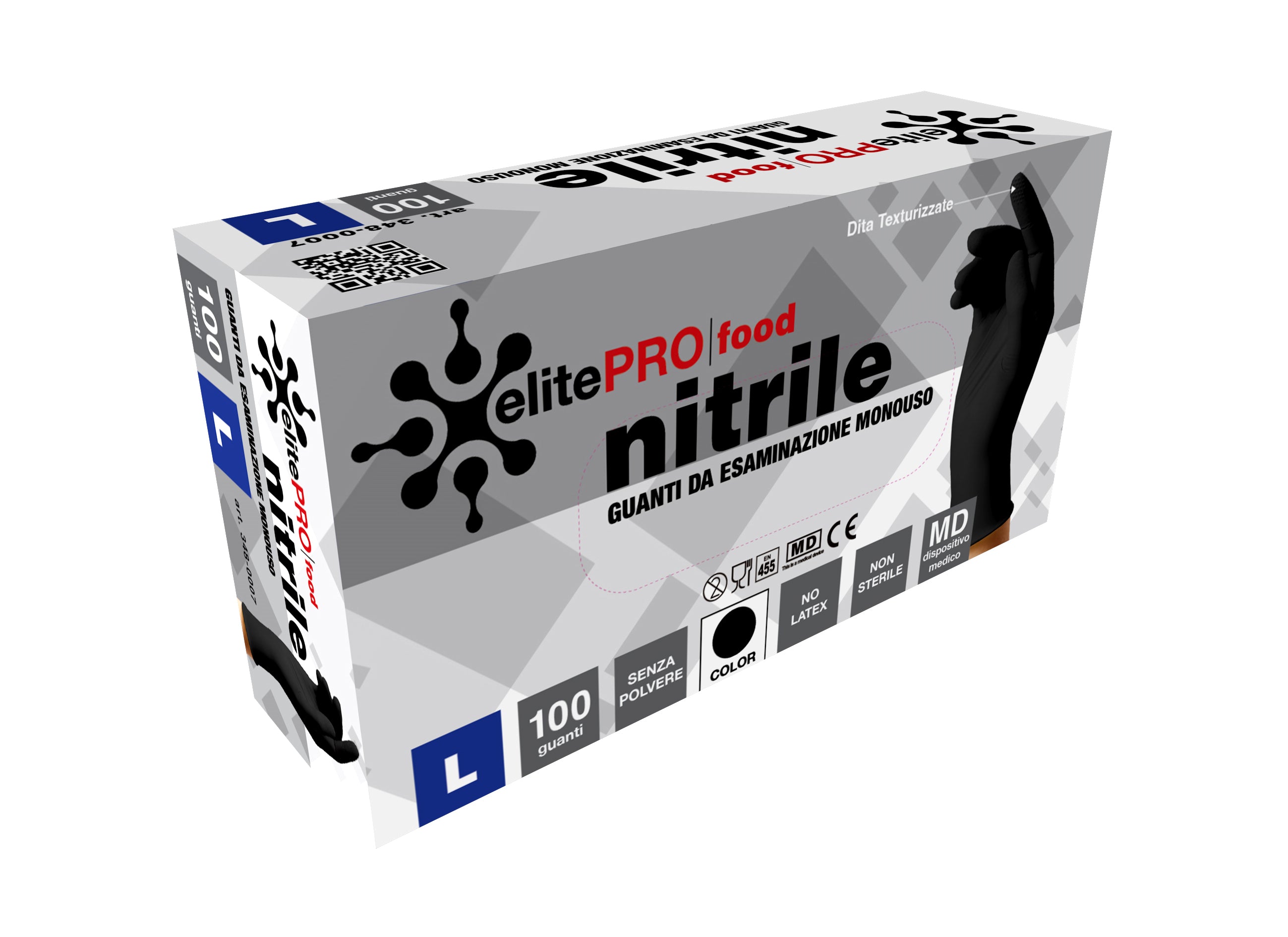 BIO GUANTI NITRILE NERO 100PZ TAGLIA L