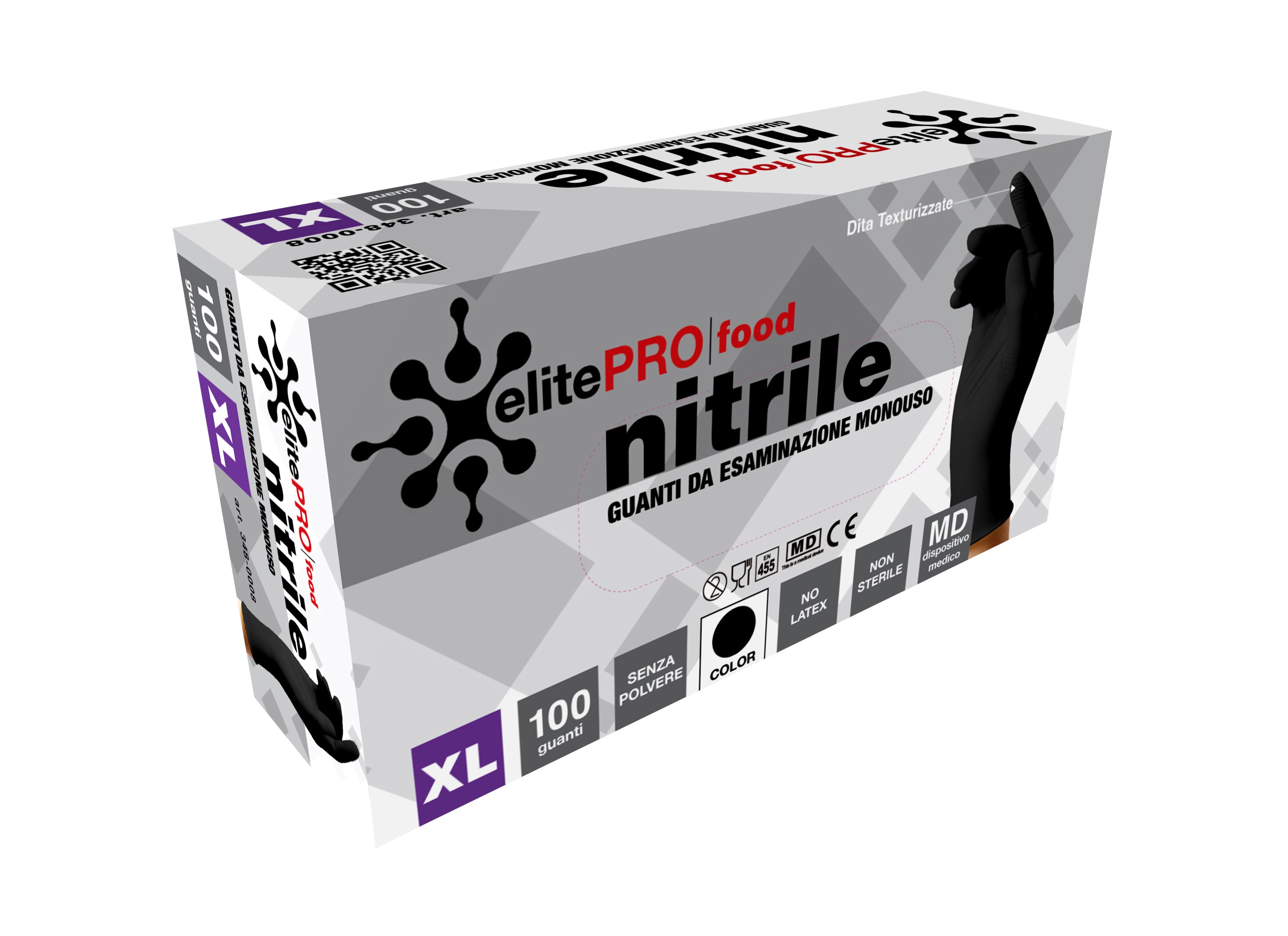 BIO GUANTI NITRILE NERO 100PZ TAGLIA XL
