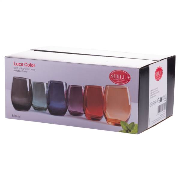 GALILEO BICCHIERE 6PZ LUCE 550ML 6 COL. 