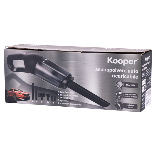 KOOPER ASPIRAPOLVERE AUTO NERO CON ACCESSORI