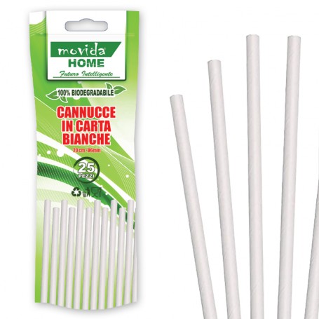 MOVIDA CANNUCCE BIO 25PZ 20X6 BIANCHE - Infinity Home Store