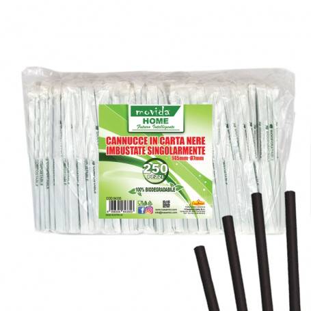 MOVIDA CANNUCCE BIO 250PZ 14,5X7 NERE 