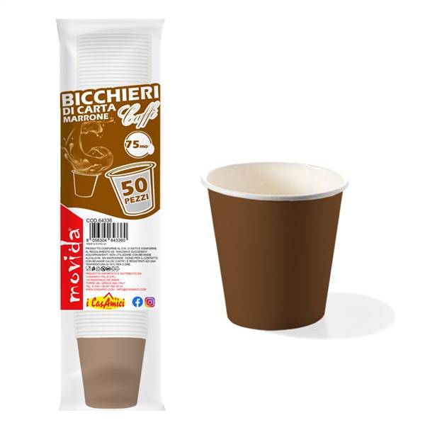 MOVIDA BICCHIERE BIO 75ML MARRONE 50PZ 