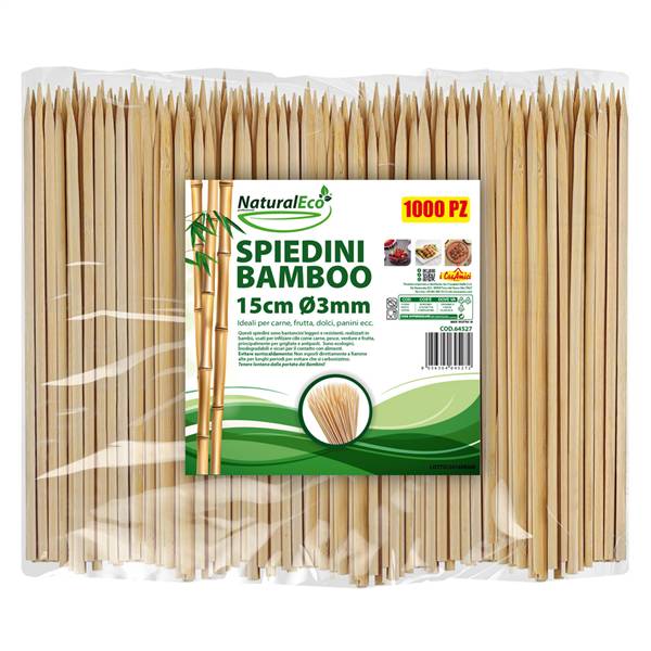 NATURALECO SPIEDINI BAMBOO 15CM 1000PZ 