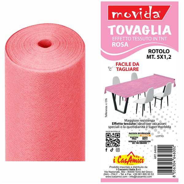 MOVIDA TOVAGLIA ROTOLO TNT 5X1,2 ROSA