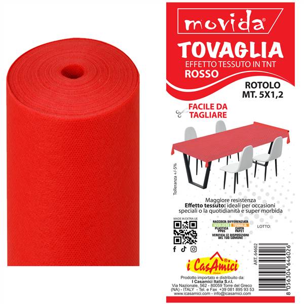 MOVIDA TOVAGLIA ROTOLO TNT 5X1,2 ROSSO 