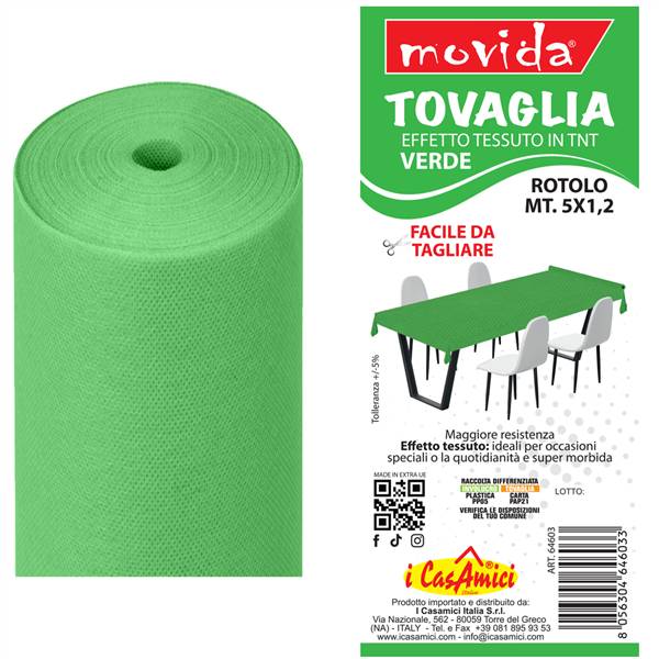 MOVIDA TOVAGLIA ROTOLO TNT 5X1,2 VERDE