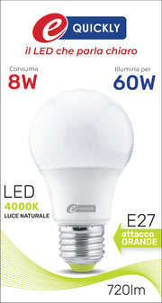 HD GOCCIA LED A60 E27 8W 4000K ART.Q-1002