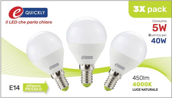 HD LAMPADINA LED X3 P45 E14 5W 4000K ART.Q3-1014
