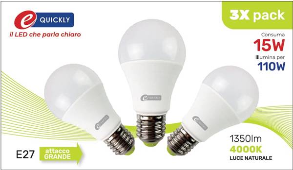 HD GOCCIA LED X3 A60 E27 15W 4000K ART.Q3-1011