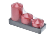 PARTENOPE CANDELE 3PZ PILLAR ROSSO LACCATO DM.5 H.5/6,5/10CM