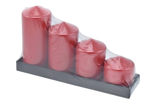 PARTENOPE CANDELE 4PZ PILLAR ROSSO LACCATO DM.5 H.6/8/10/12