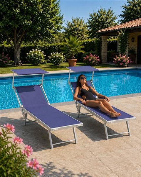GFC LETTINO MARE POOL BLU HU-050 CM.189X61X40H TUBO 42X42 2 POSIZIONI