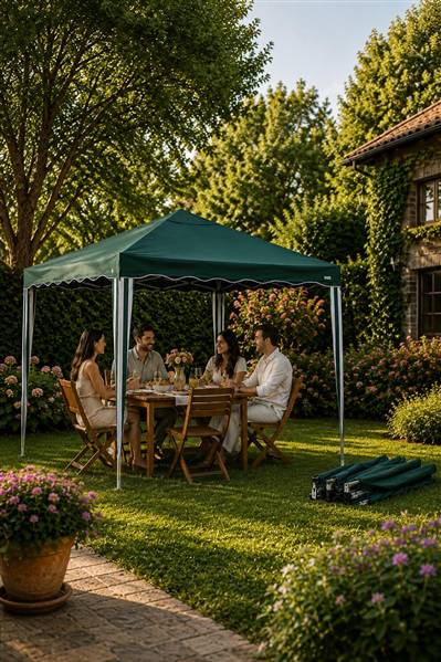 GFC GAZEBO FOLDY 3X3MT VERDE JU-013 RICHIUDIBILE 3X3X2,60H. TUBO 25X25 MM.