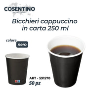 CS BICCHIERI CARTA NERO 250ML 50PZ
