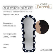 CS SPECCHIO CHIARA LIGHT VELLUTO NERO CON LUCI 160X60CM