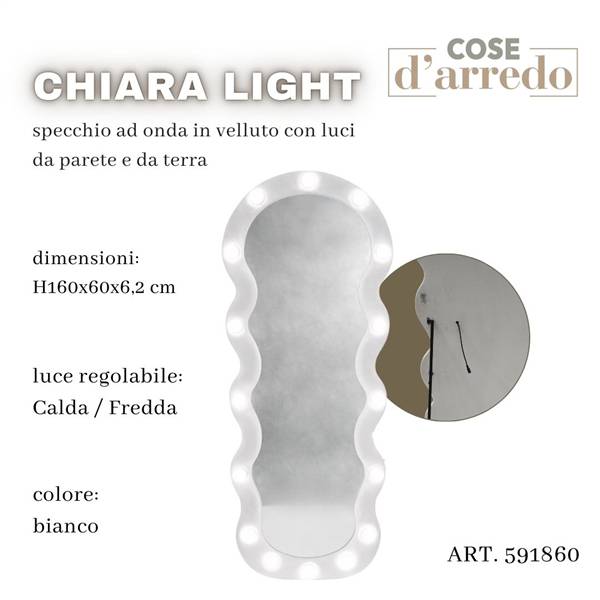 CS SPECCHIO CHIARA LIGHT VELLUTO BIANCO CON LUCI 160X60CM