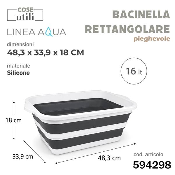 CS BACINELLA LINEA AQUA PIEGHEVOLE 16LT 48,3X33,9X18CM