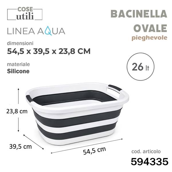 CS BACINELLA OVALE PIEGHEVOLE 26LT 54,5X39,5X23,8CM