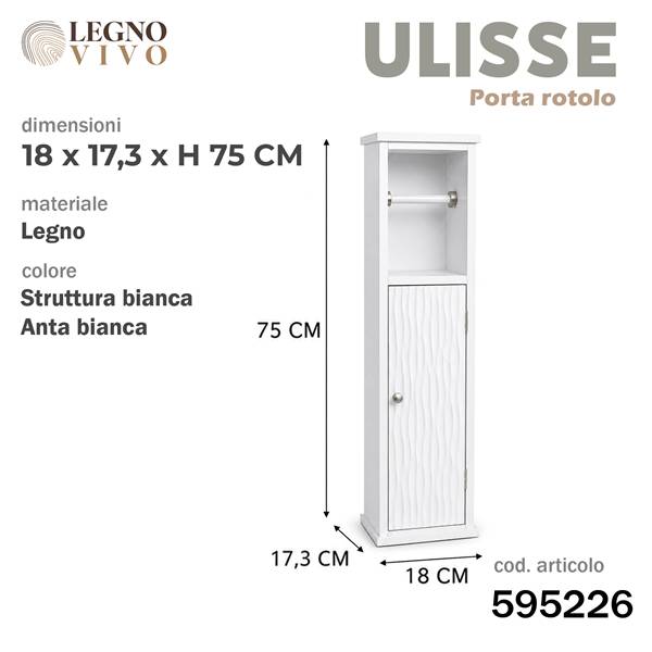 CS MOBILETTO ULISSE BIANCO CON ANTA 18X17,3XH.75 E PORTAROTOLO