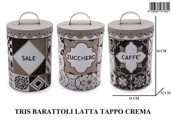 GIARDINI TRIS BARATTOLI LATTA TAP CREMA 