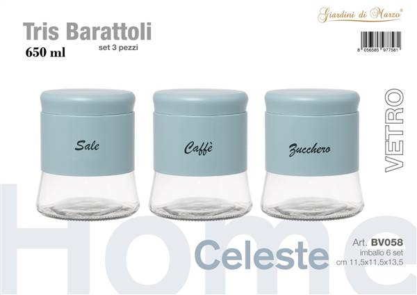 GIARDINI TRIS BARATTOLI 650ML CELESTE 