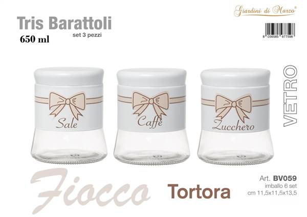 GIARDINI TRIS BARATTOLI 650ML FIOCCO TOR TORA