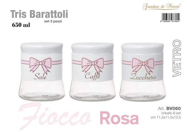 GIARDINI TRIS BARATTOLI 650ML FIOCCO ROS A
