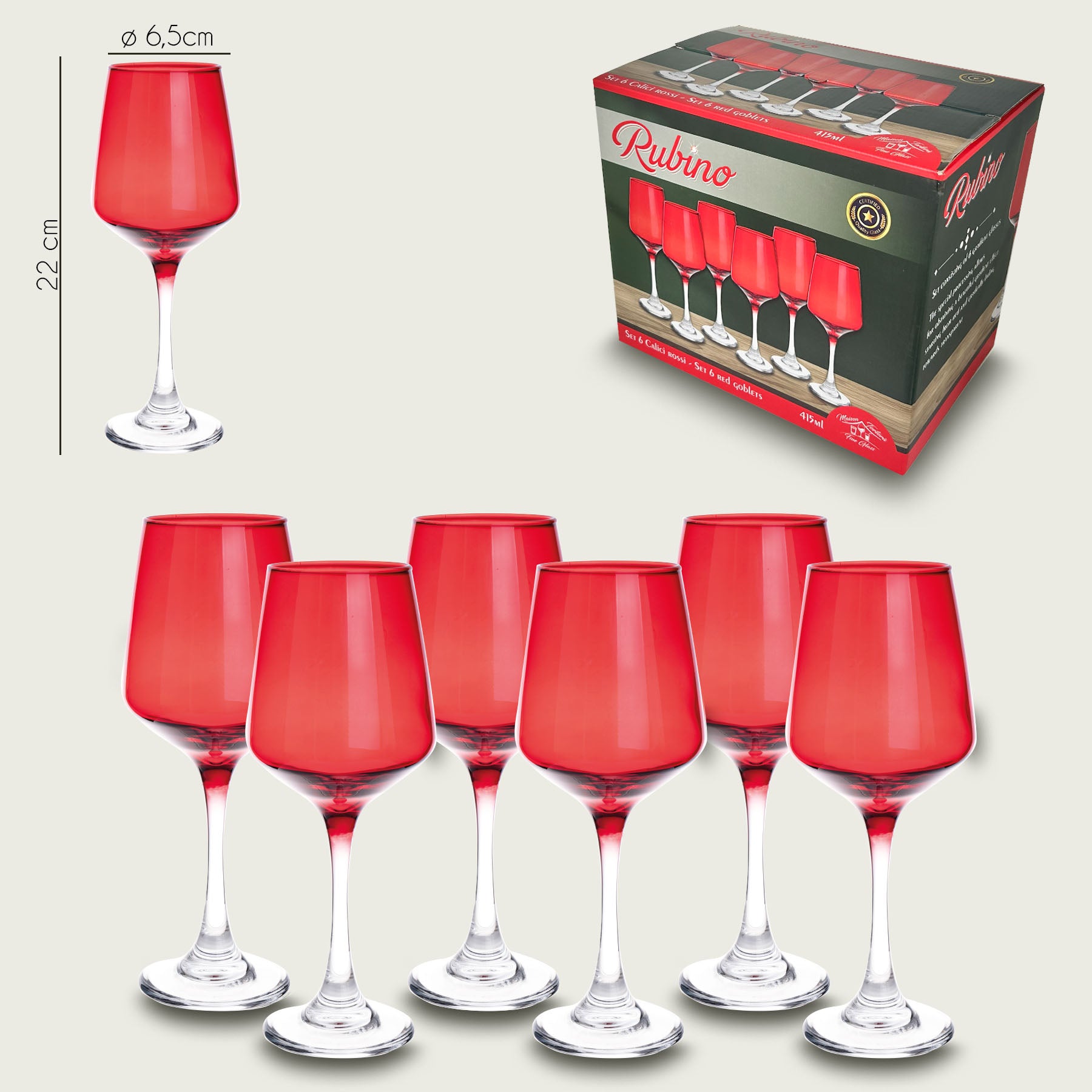 ARCA CALICI VETRO 41CL RUBINO