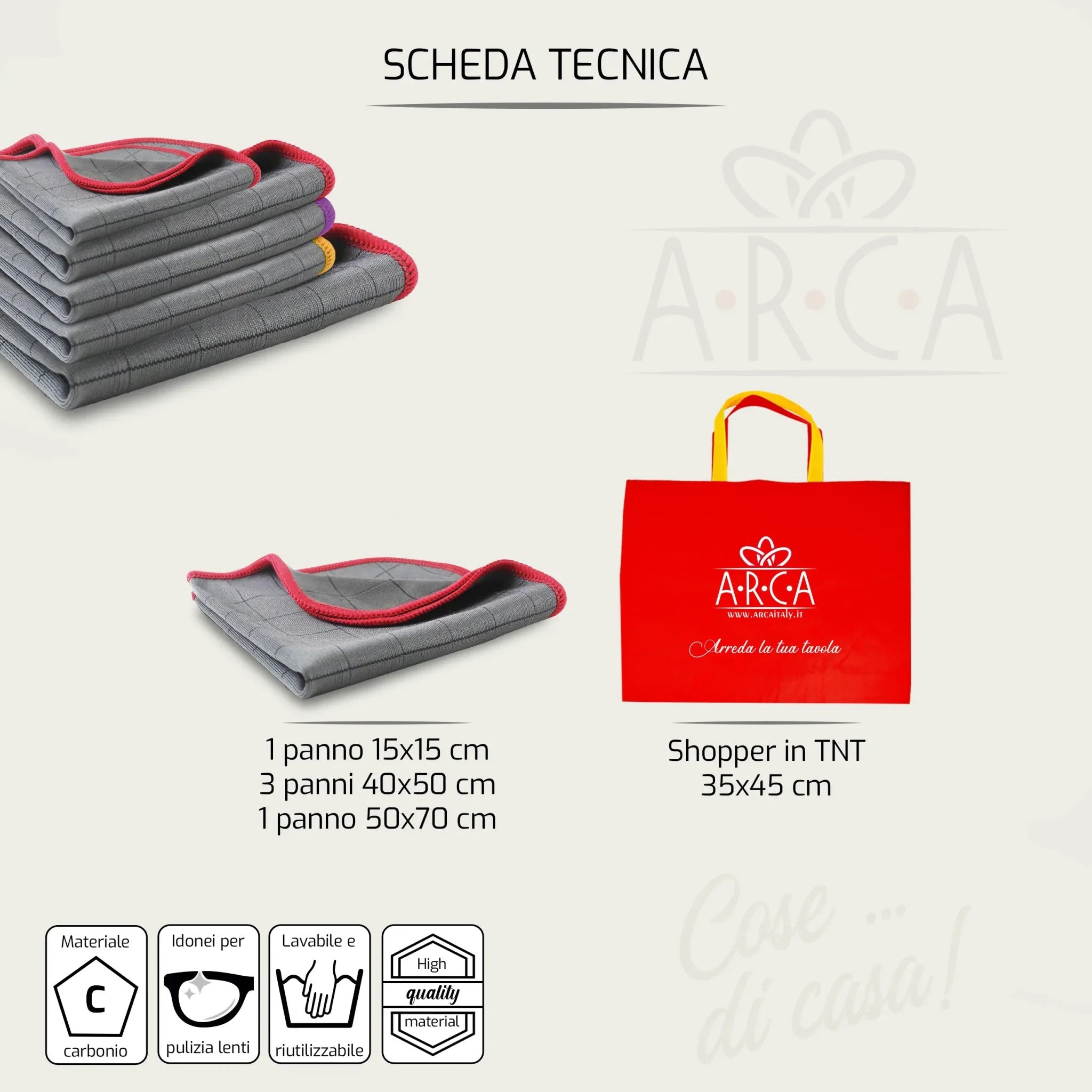 ARCA PANNI 5PZ CON BORSA SHOPPER