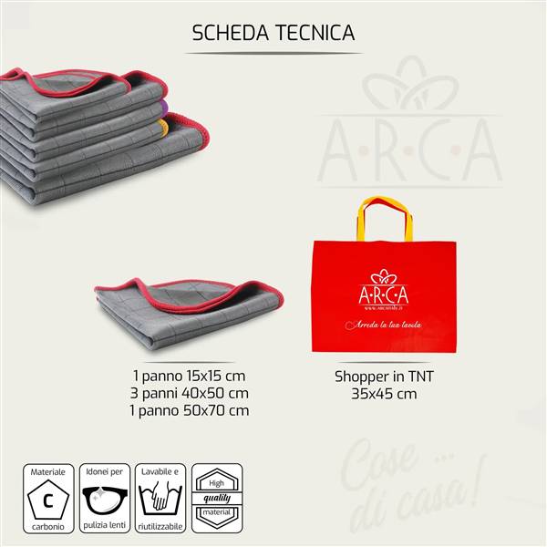 ARCA PANNI 5PZ CON BORSA SHOPPER 