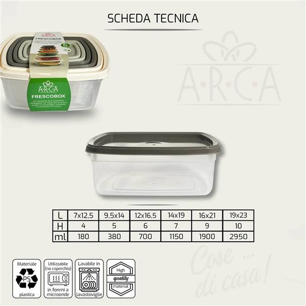 ARCA CONTENITORI 6PZ RETTANGOLARE