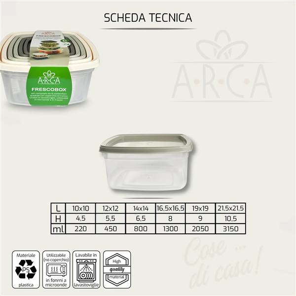 ARCA CONTENITORI 6PZ QUADRATI FRESCOBOX 