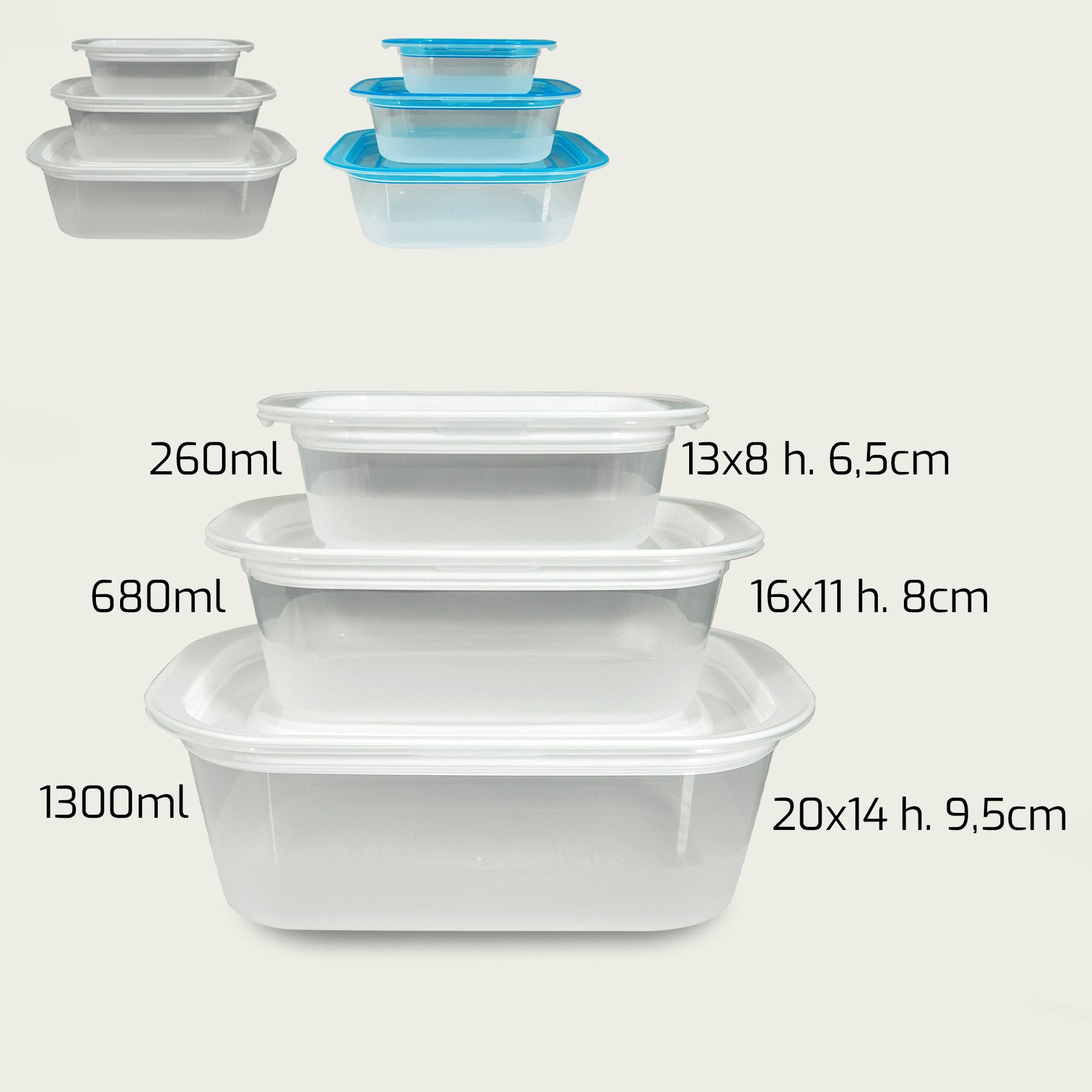 ARCA CONTENITORI 3PZ RETTANGOLARI IN PLASTICA