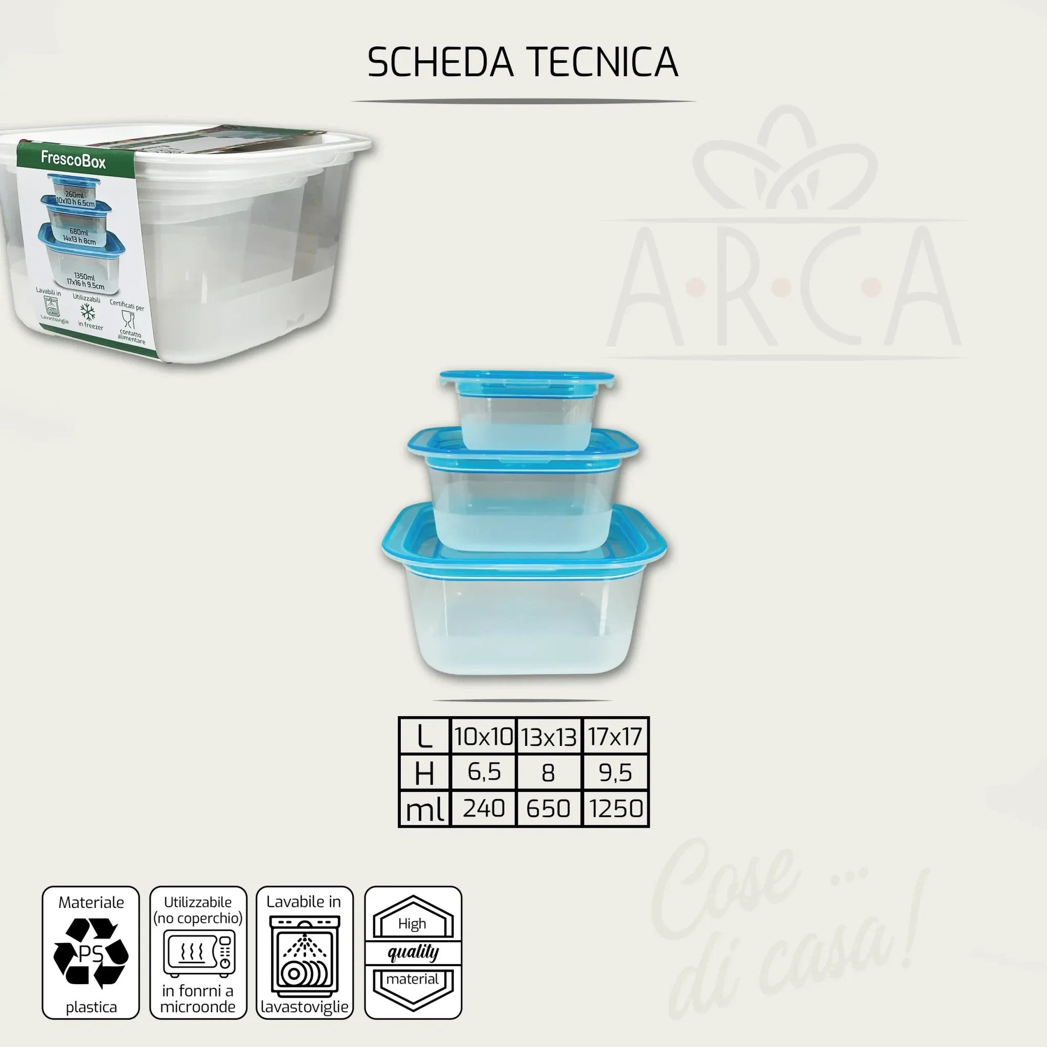 ARCA CONTENITORI 3PZ QUADRATI