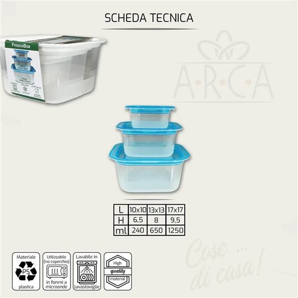 ARCA CONTENITORI 3PZ QUADRATI 