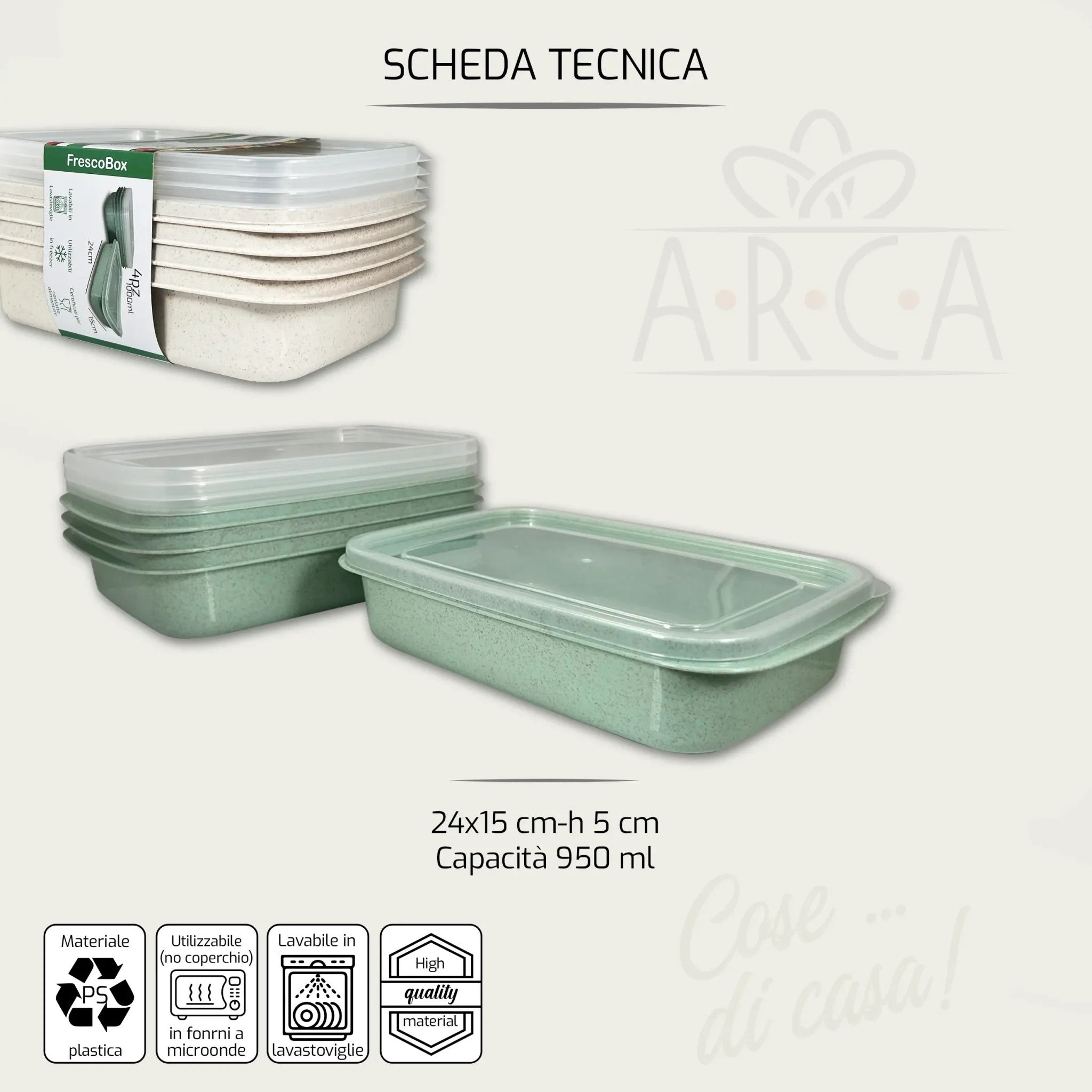 ARCA CONTENITORI 4PZ SCOMPARTO IN PLASTICA