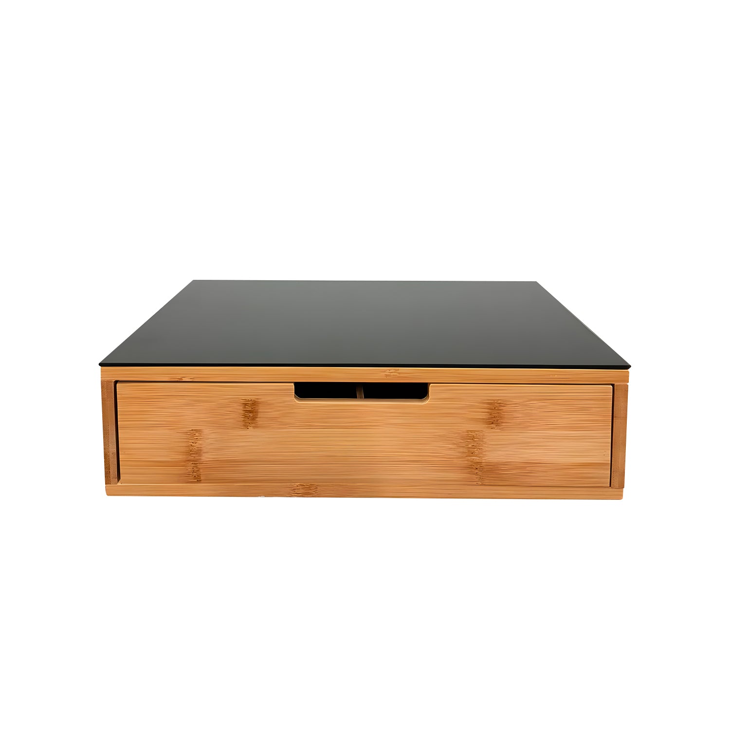 ARCA PORTACIALDE IN BAMBOO 30X30X10CM CON RIPIANO IN VETRO TEMPERATO